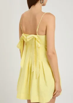 Iris embroidered cotton mini dress