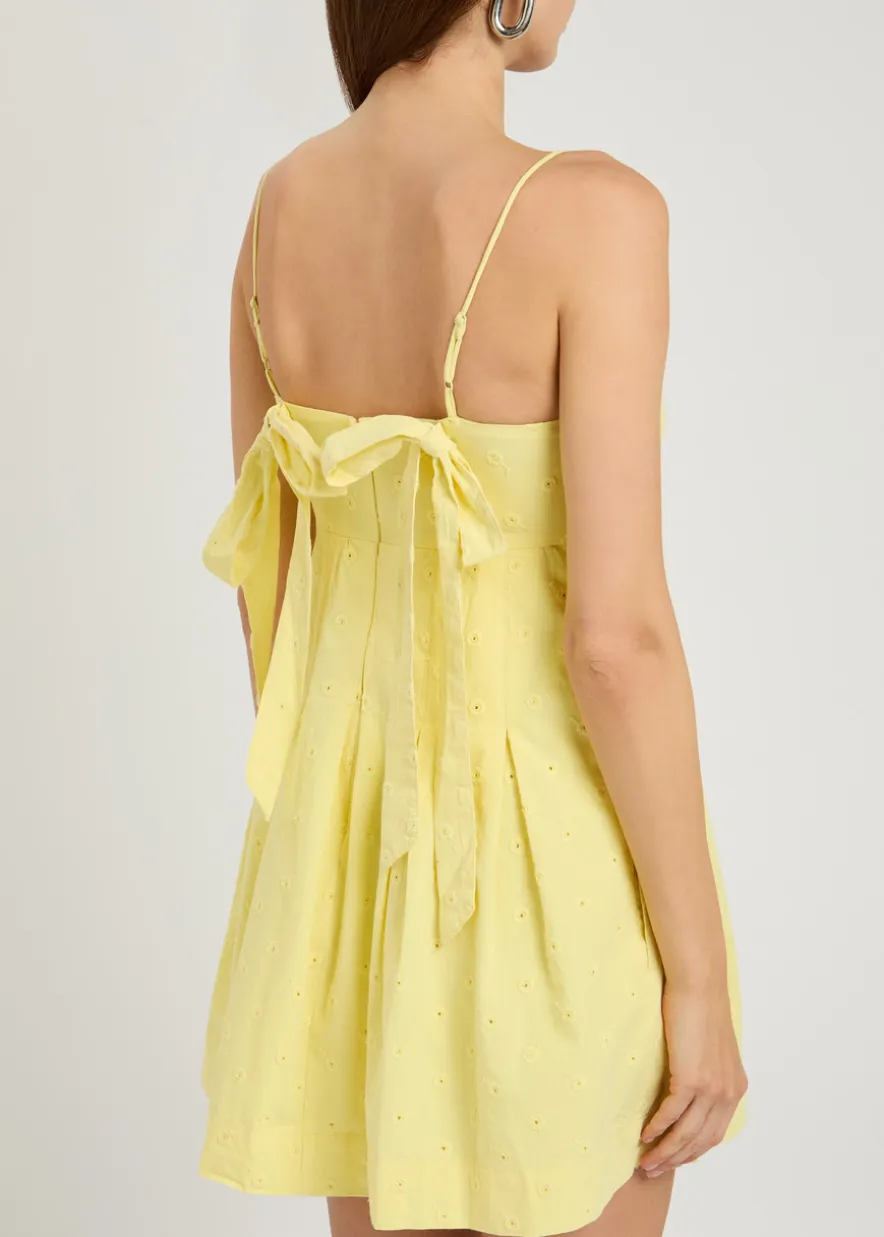 Iris embroidered cotton mini dress