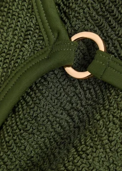 Iris gold-hoop crinkle bikini