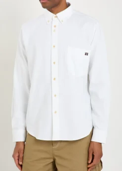 Isaac logo-embroidered piqué cotton Oxford shirt