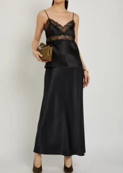 Isaak silk midi slip skirt