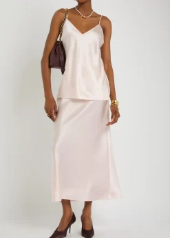 Isaak silk midi slip skirt