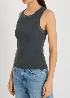 Isabel ribbed cotton-blend tank