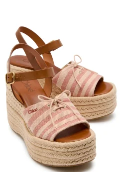 Isla striped woven and leather wedge sandals