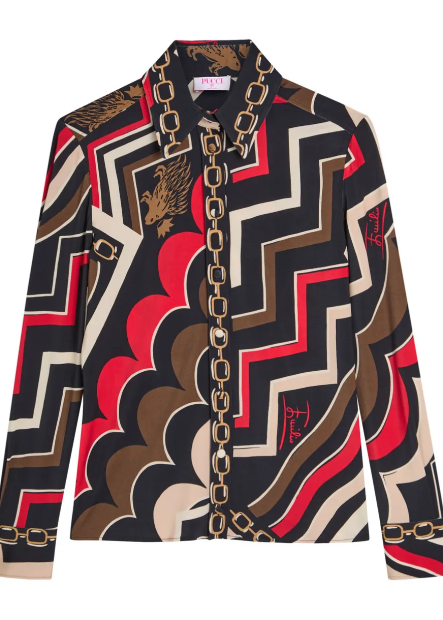 Istrice printed satin shirt