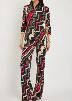 Istrice printed satin trousers