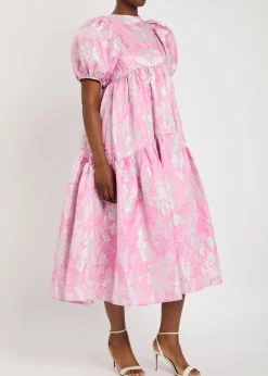 Ives floral-jacquard cloqué midi dress