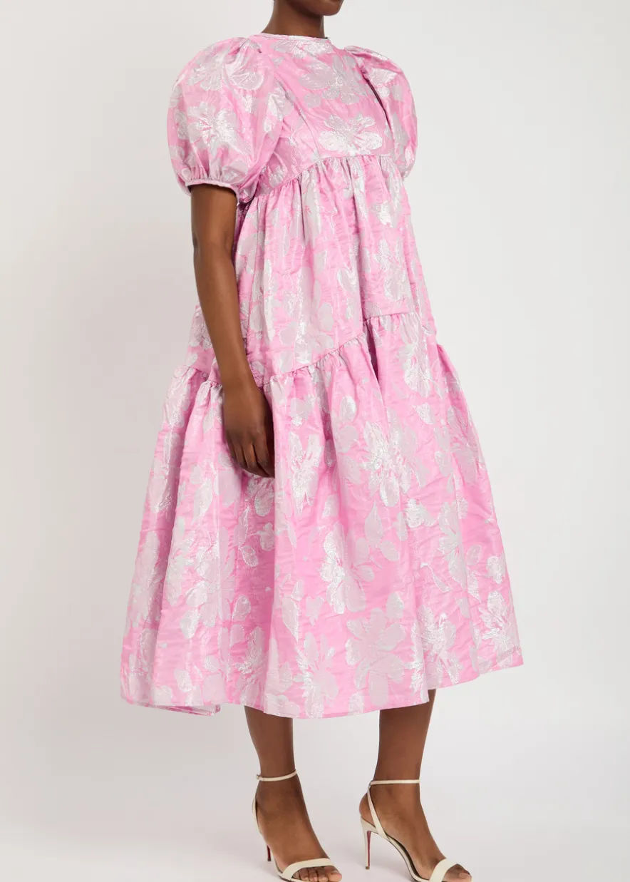 Ives floral-jacquard cloqué midi dress