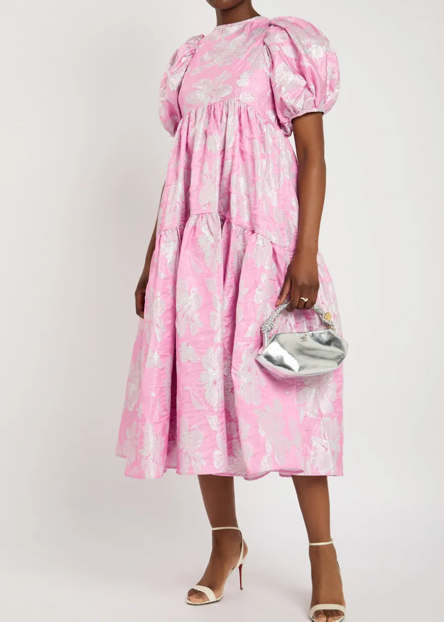 Ives floral-jacquard cloqué midi dress