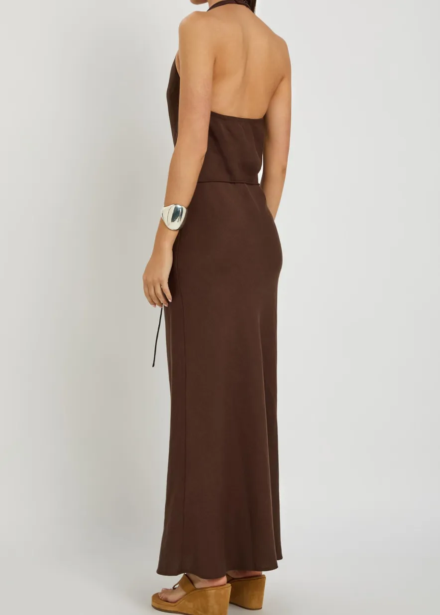 Izaro halterneck woven maxi dress