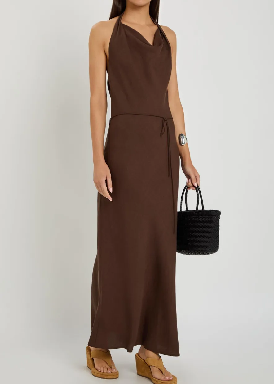 Izaro halterneck woven maxi dress