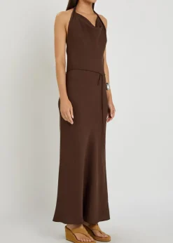 Izaro halterneck woven maxi dress