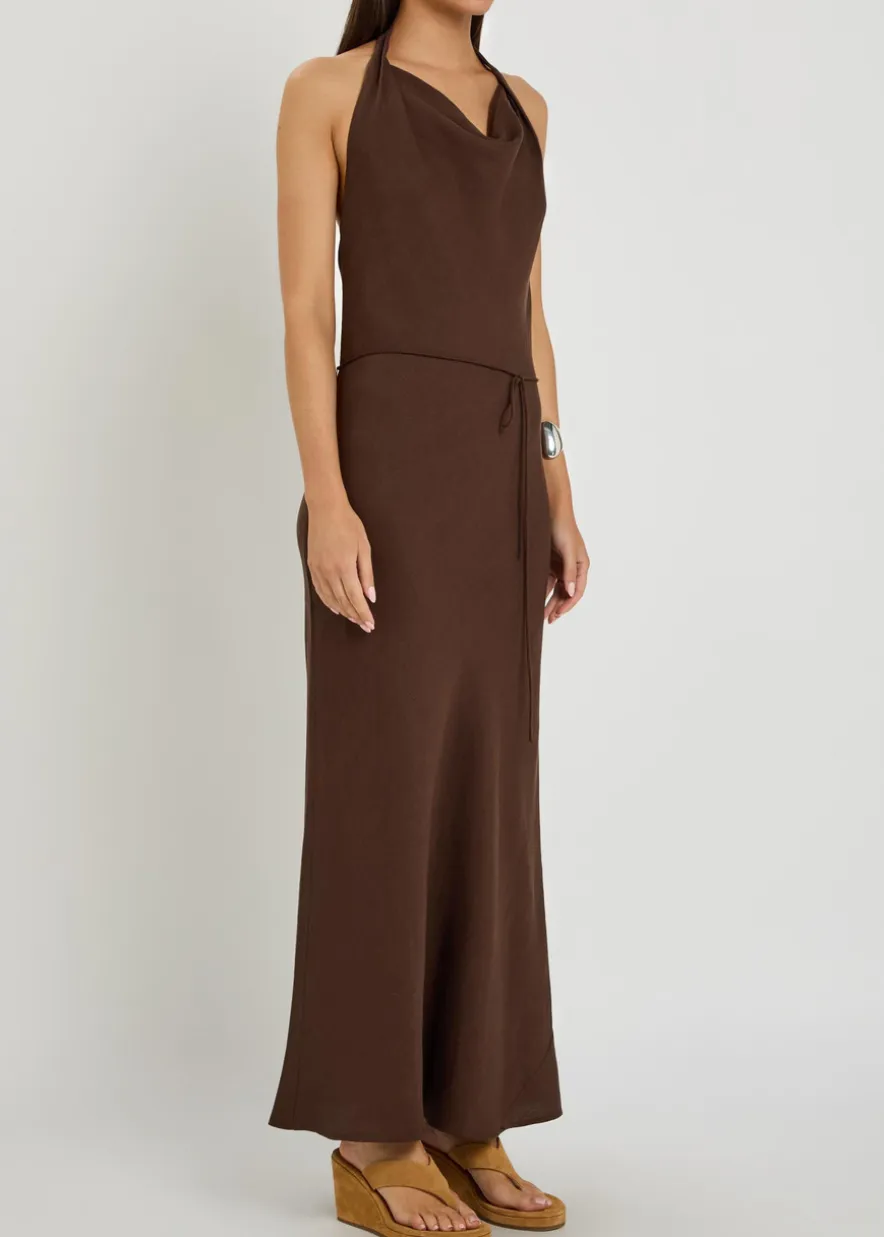 Izaro halterneck woven maxi dress