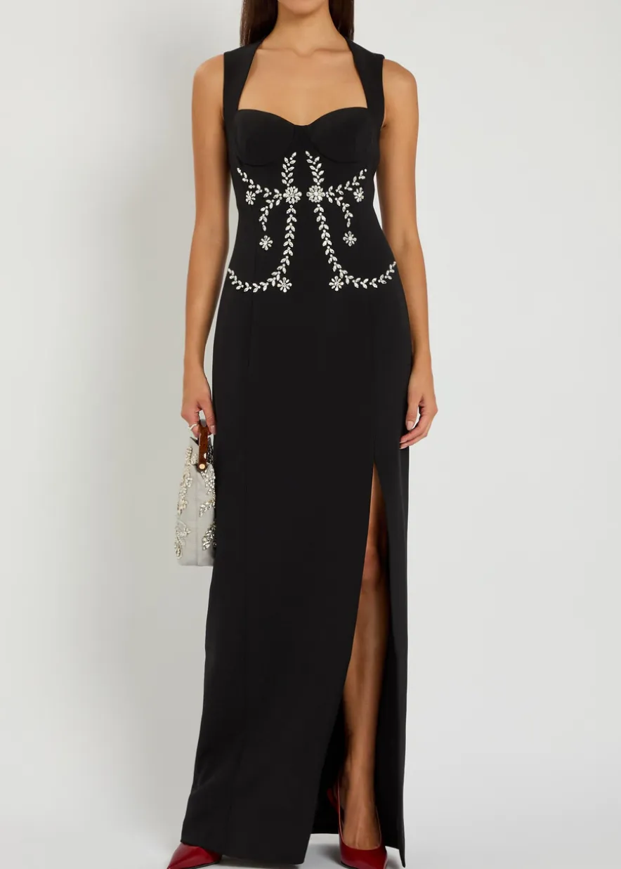 Izmara crystal-embellished crepe maxi dress