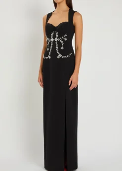Izmara crystal-embellished crepe maxi dress