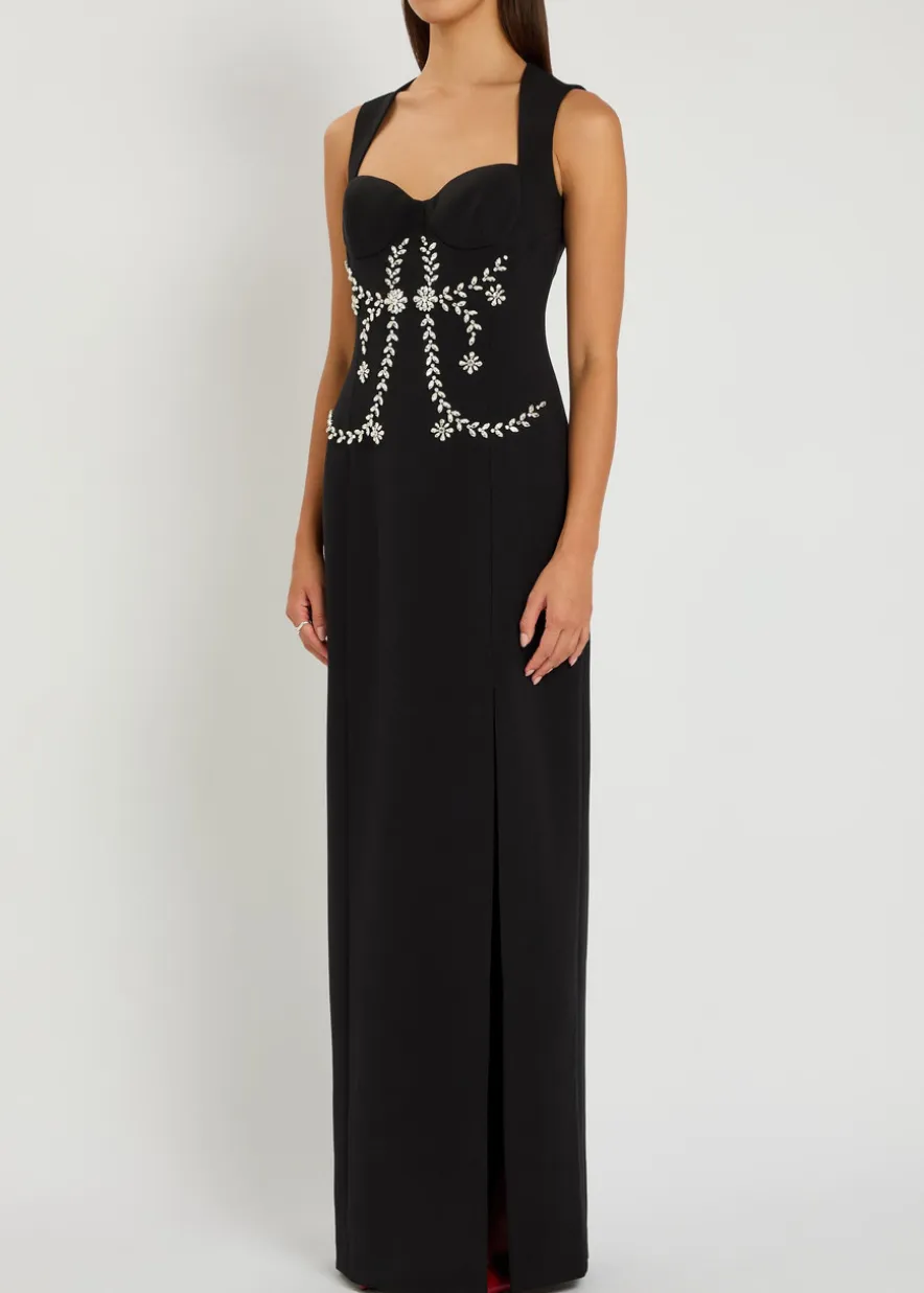 Izmara crystal-embellished crepe maxi dress