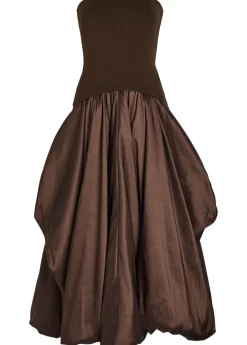 Izzy strapless ribbed-knit and shell midi dress