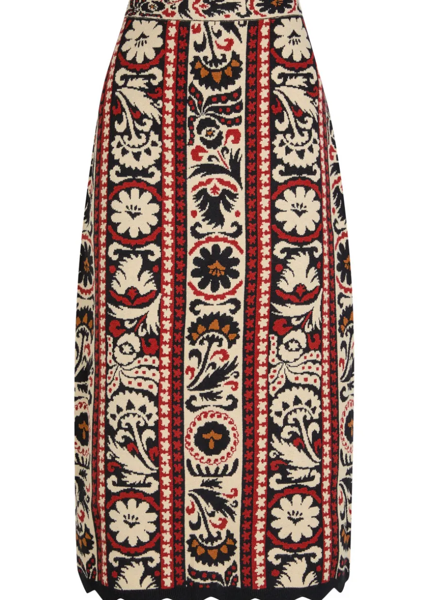 Jacquard knit midi skirt
