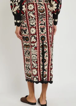 Jacquard knit midi skirt