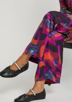 Jade crystal-embellished leather ballet flats
