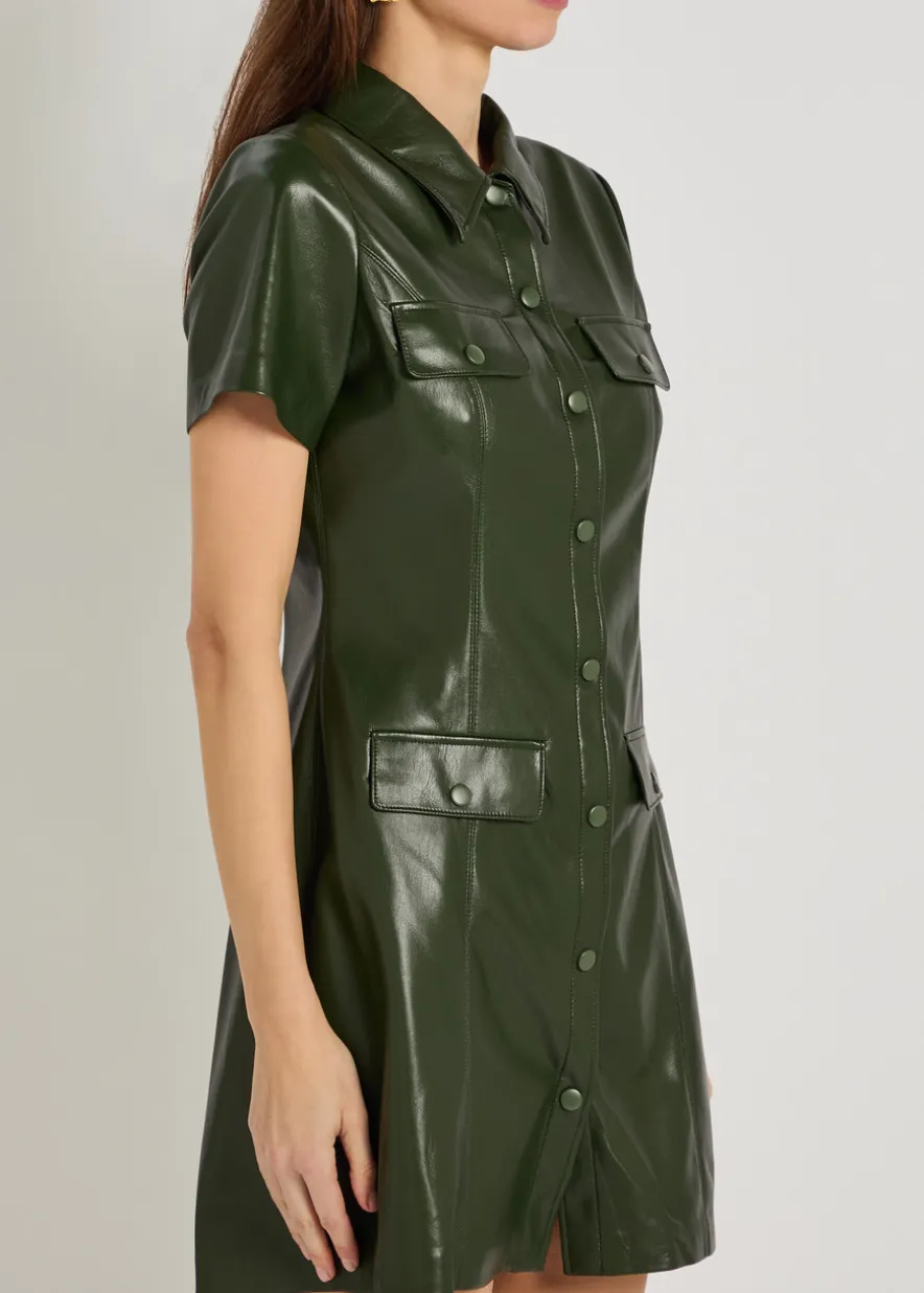Jamie faux leather mini shirt dress