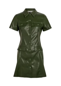 Jamie faux leather mini shirt dress