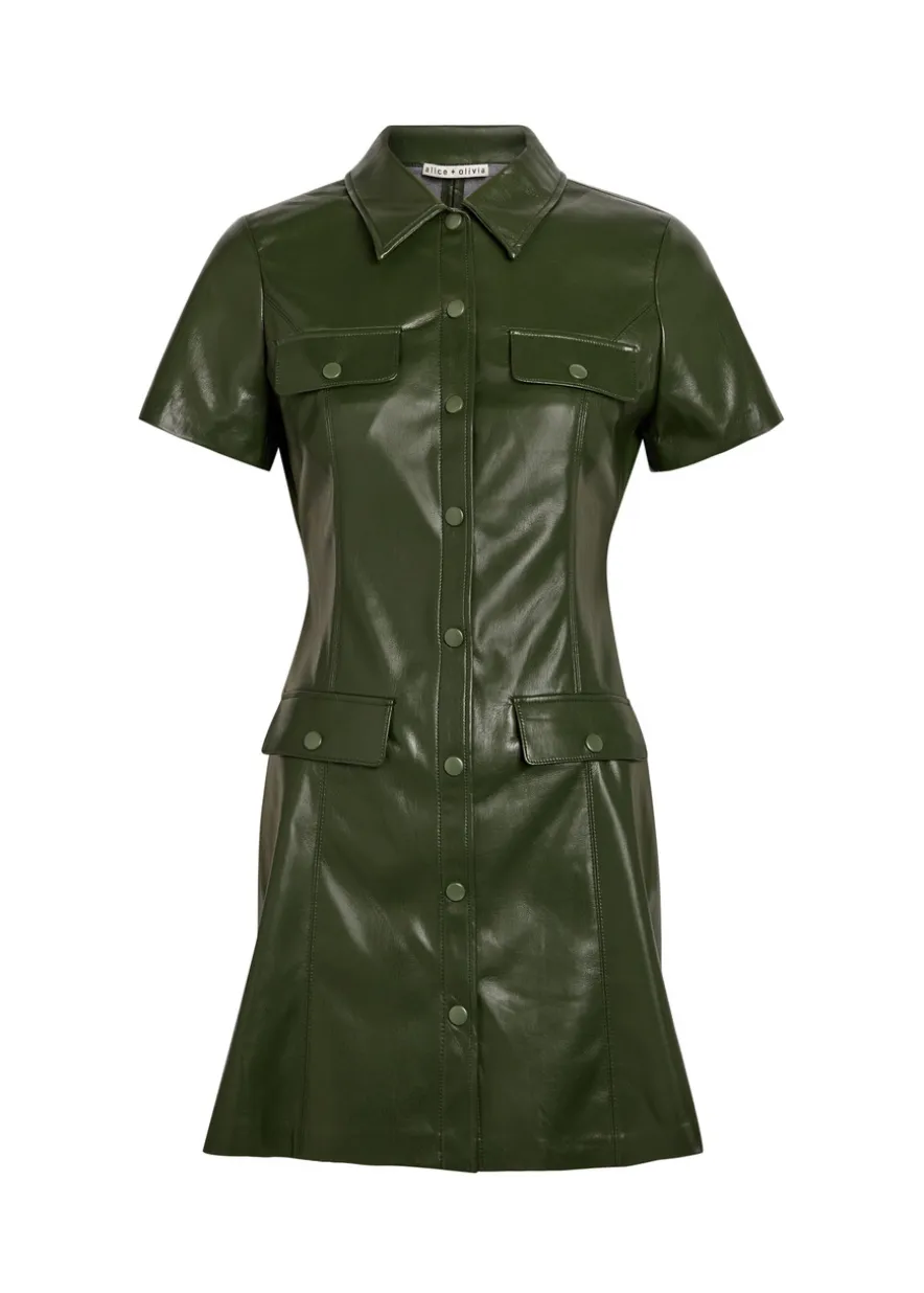 Jamie faux leather mini shirt dress