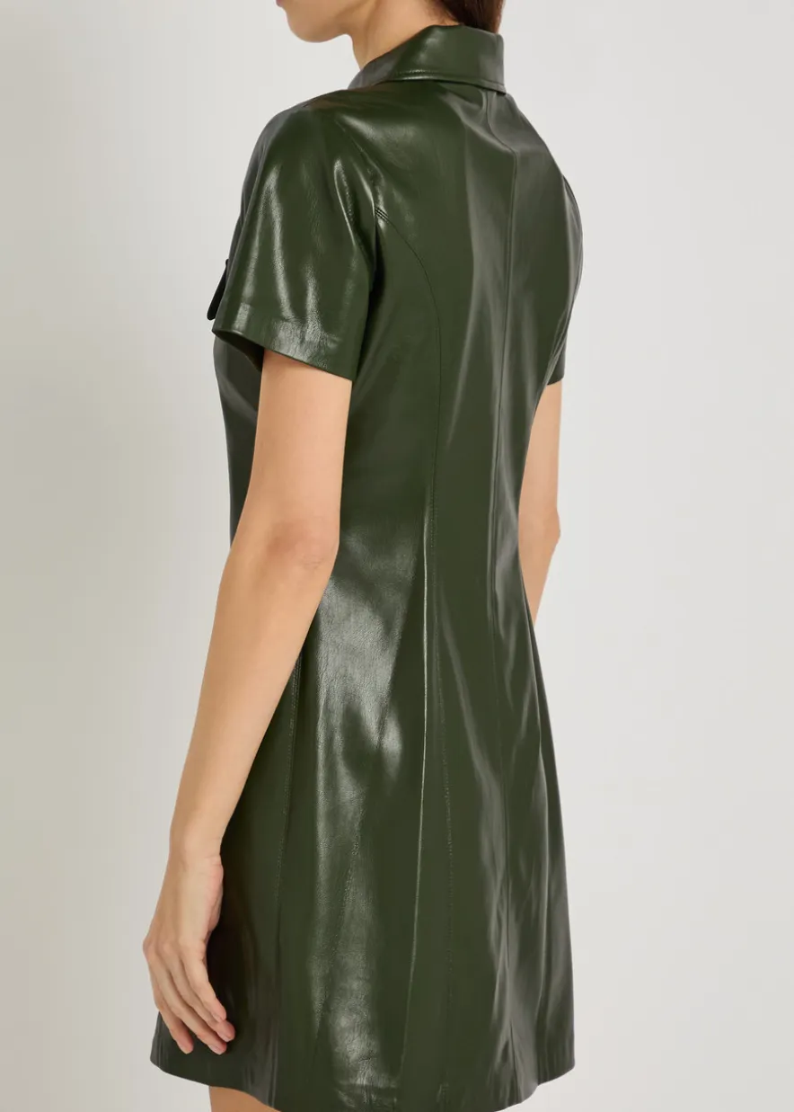 Jamie faux leather mini shirt dress