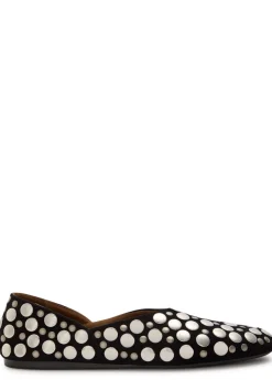 Jane stud-embellished leather ballet flats