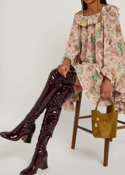 Janis glossed-leather over-the-knee boots