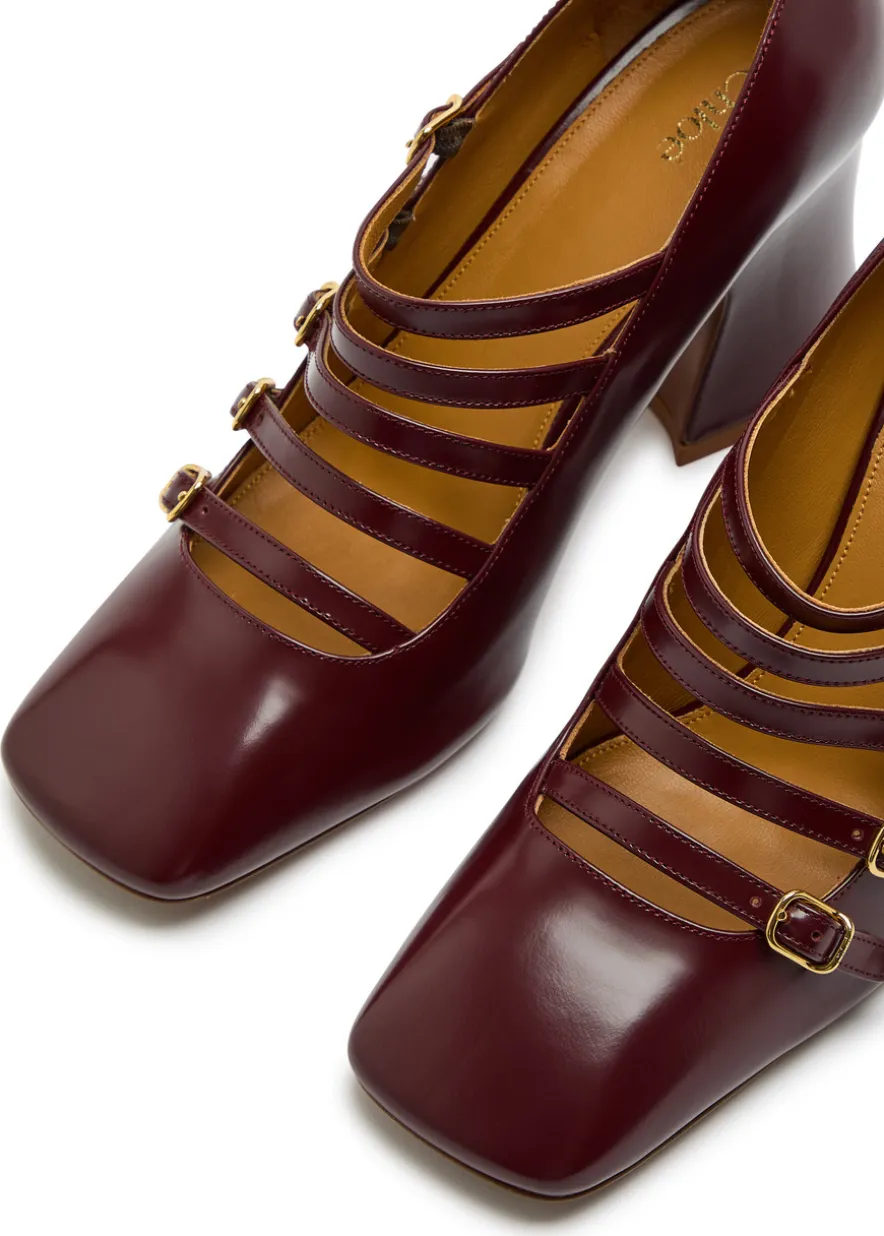 Janis 80 multi-strap leather pumps