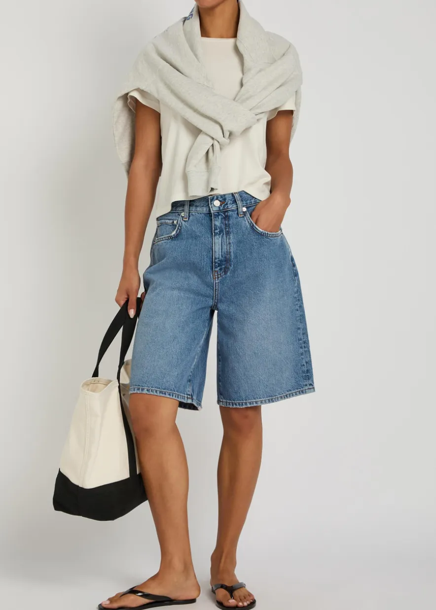 Jasper wide-leg denim shorts
