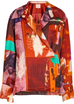 Java printed satin blouse