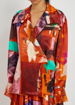 Java printed satin blouse