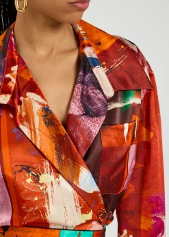 Java printed satin blouse