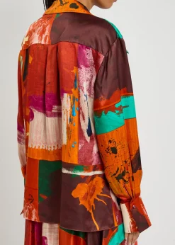 Java printed satin blouse