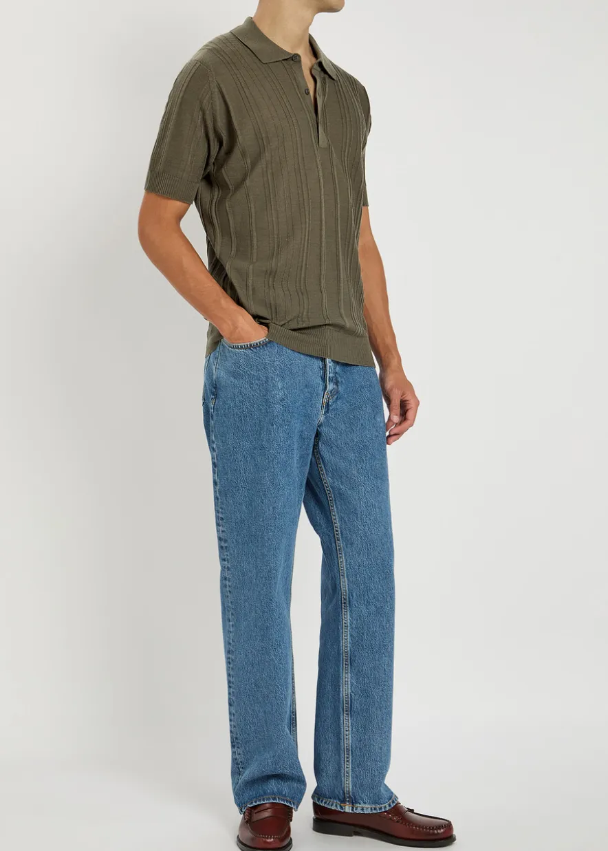 Jaxen ribbed wool polo shirt