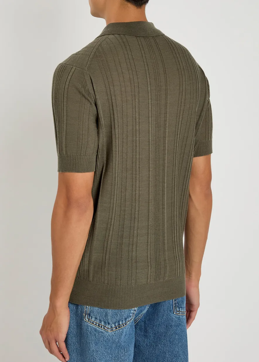 Jaxen ribbed wool polo shirt