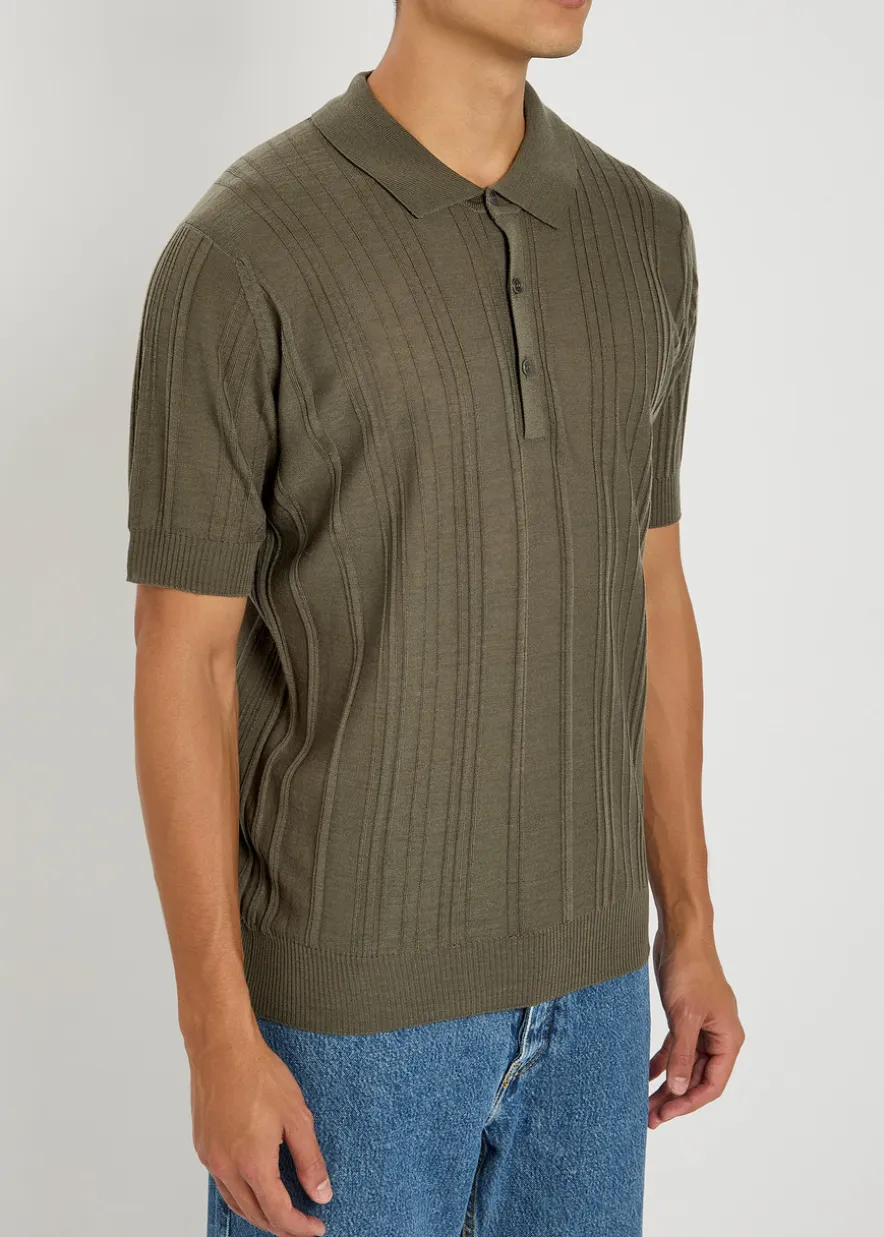 Jaxen ribbed wool polo shirt