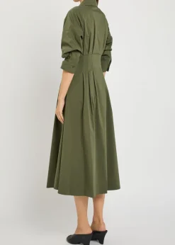 Jazz pintucked cotton-blend poplin midi shirt dress