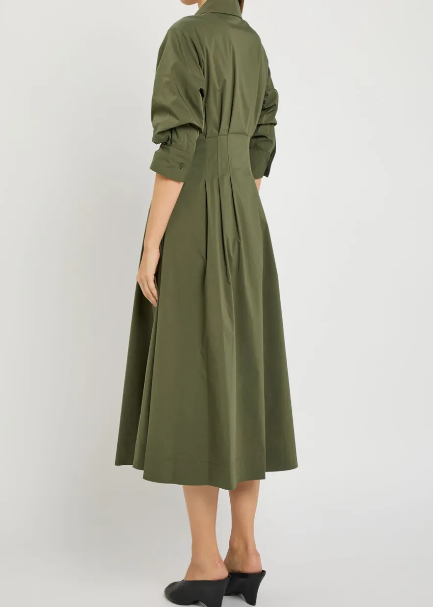 Jazz pintucked cotton-blend poplin midi shirt dress