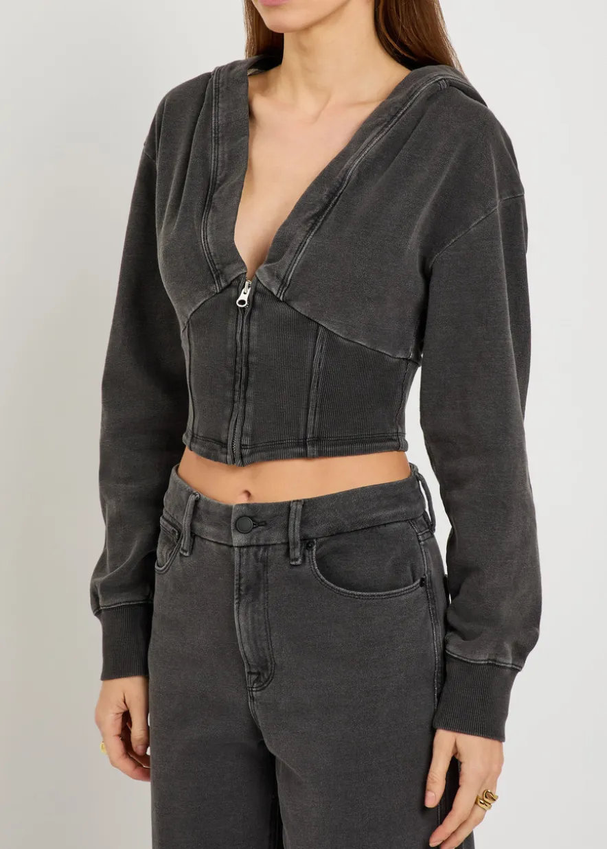 Jeanius cropped hooded cotton sweatshirt