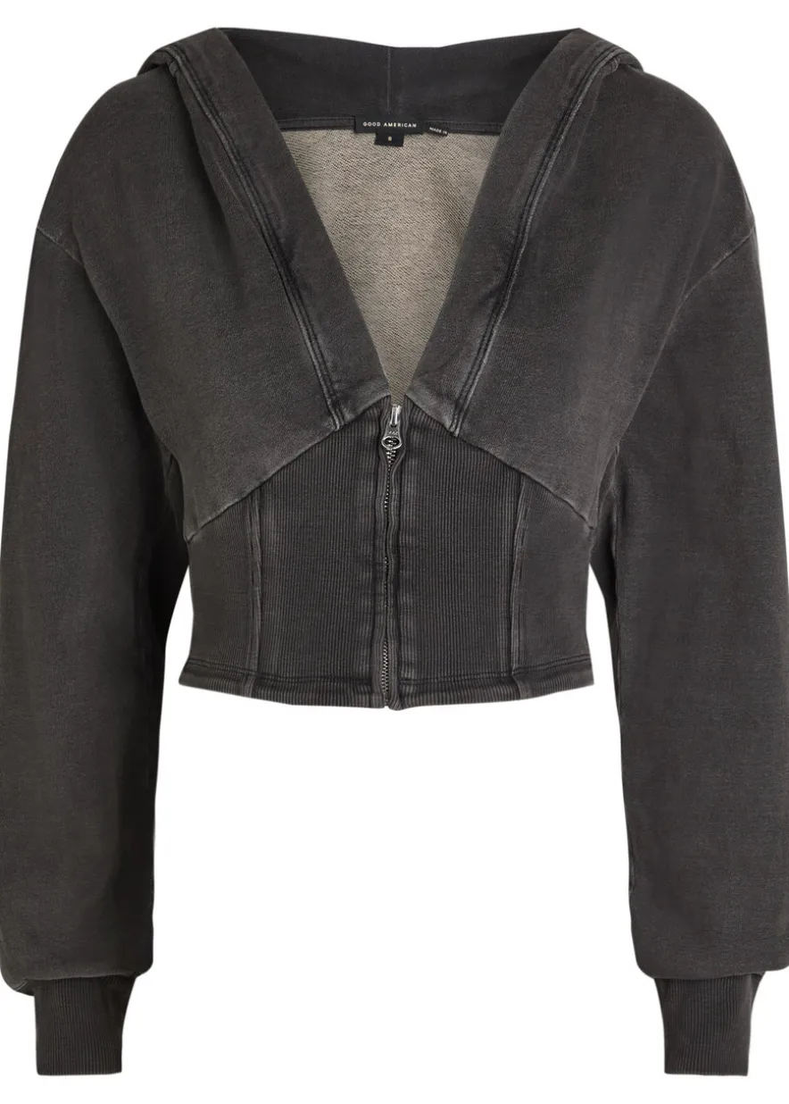 Jeanius cropped hooded cotton sweatshirt