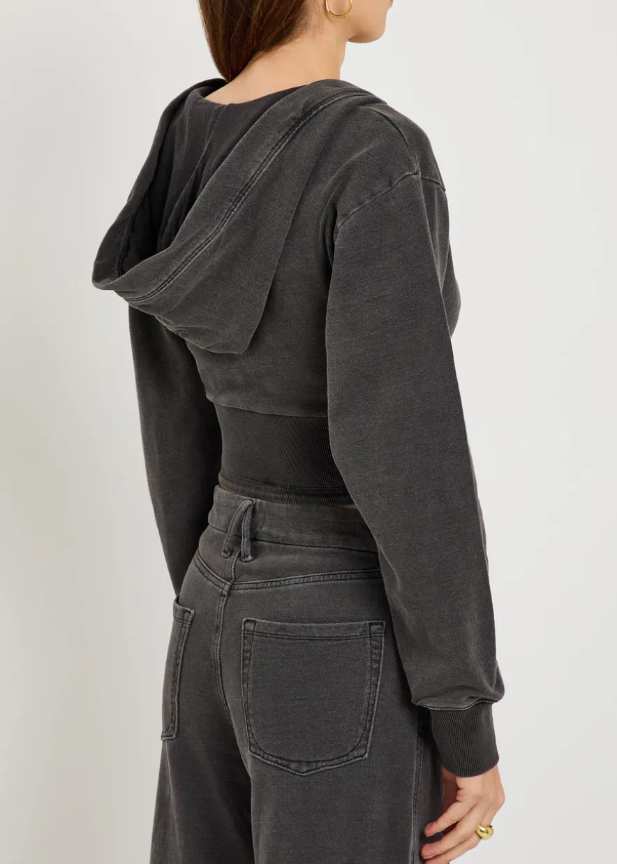 Jeanius cropped hooded cotton sweatshirt