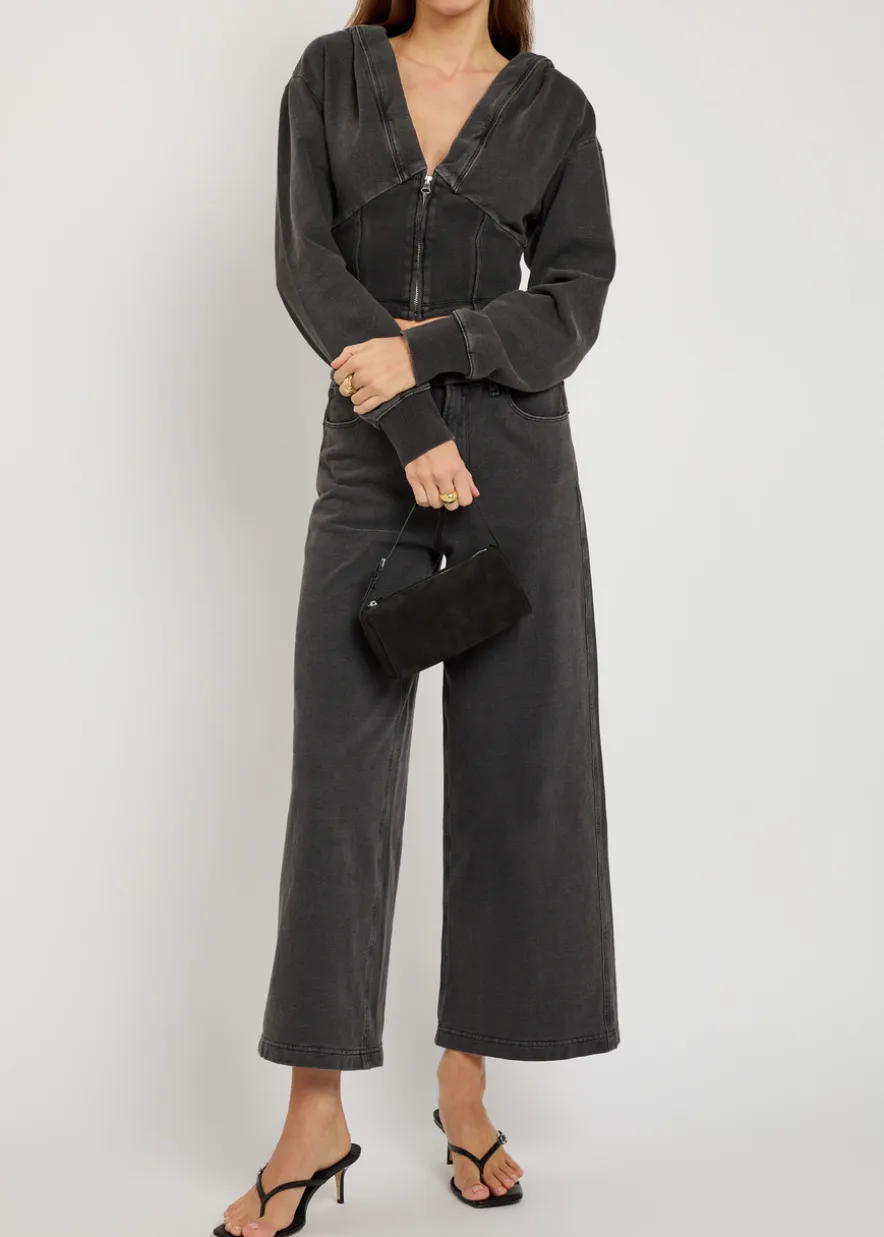 Jeanius cropped hooded cotton sweatshirt