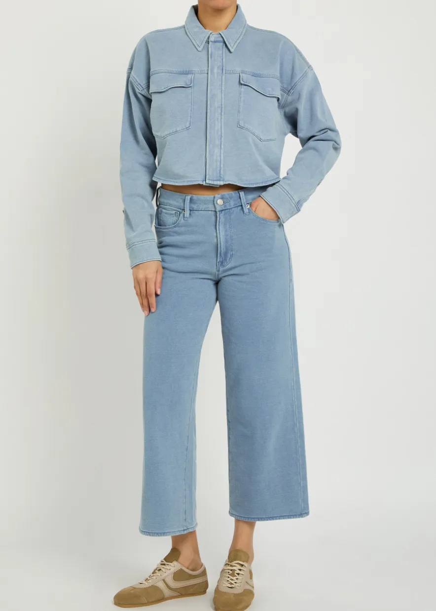 Jeanius cropped wide-leg trousers