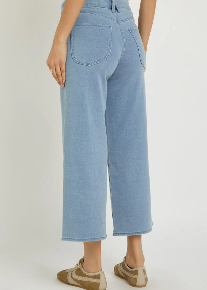 Jeanius cropped wide-leg trousers