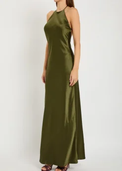 Jeany halterneck silk maxi dress