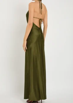 Jeany halterneck silk maxi dress