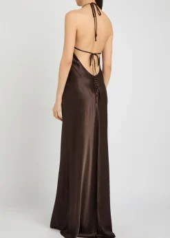 Jeany halterneck silk maxi dress